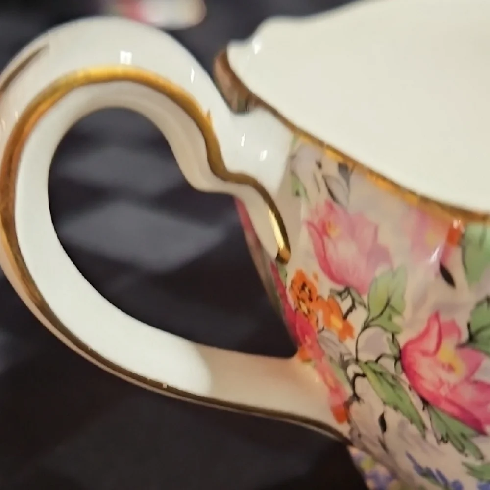 MCM Rare Lord Nelson Ware Marina Floral Chintz Cream & Sugar Set Made in England